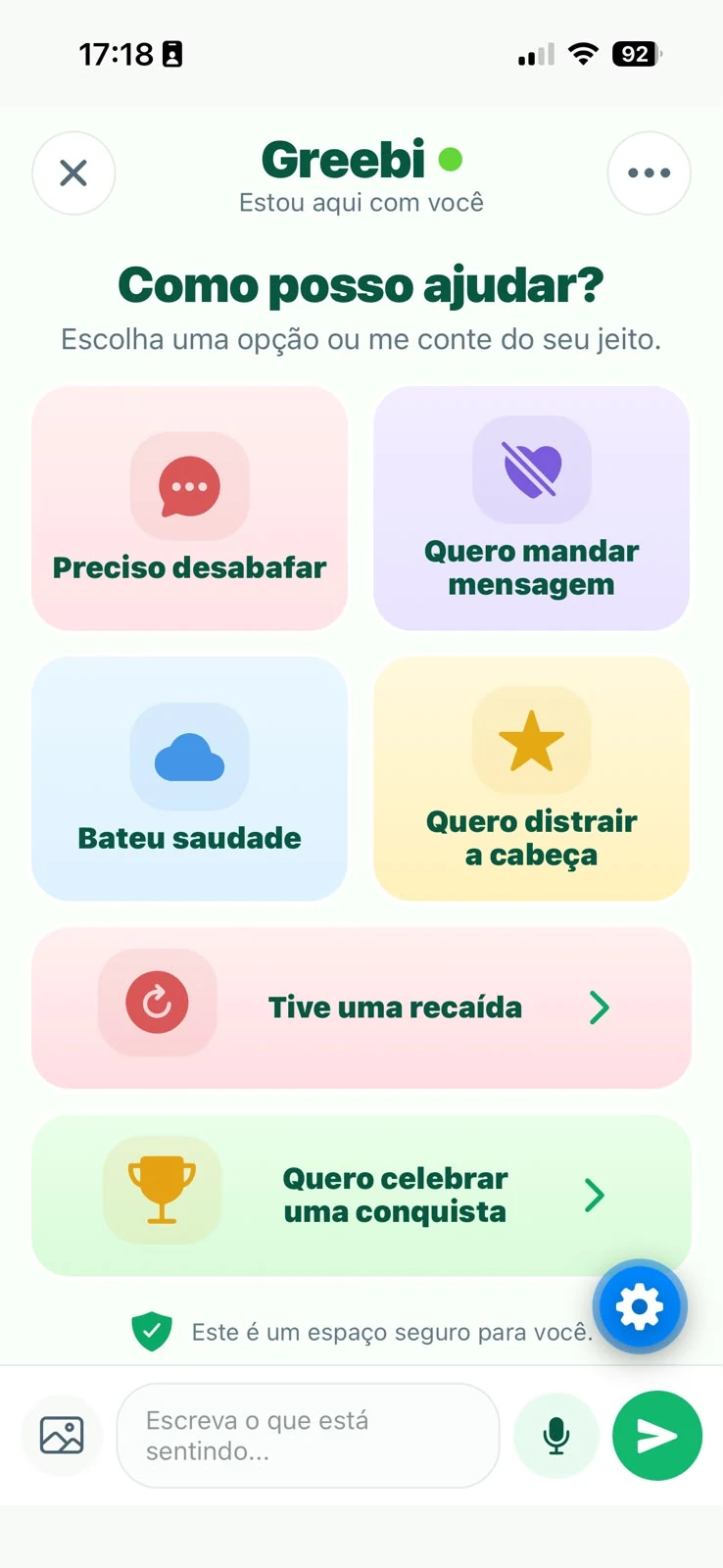 Aba Greebi do aplicativo